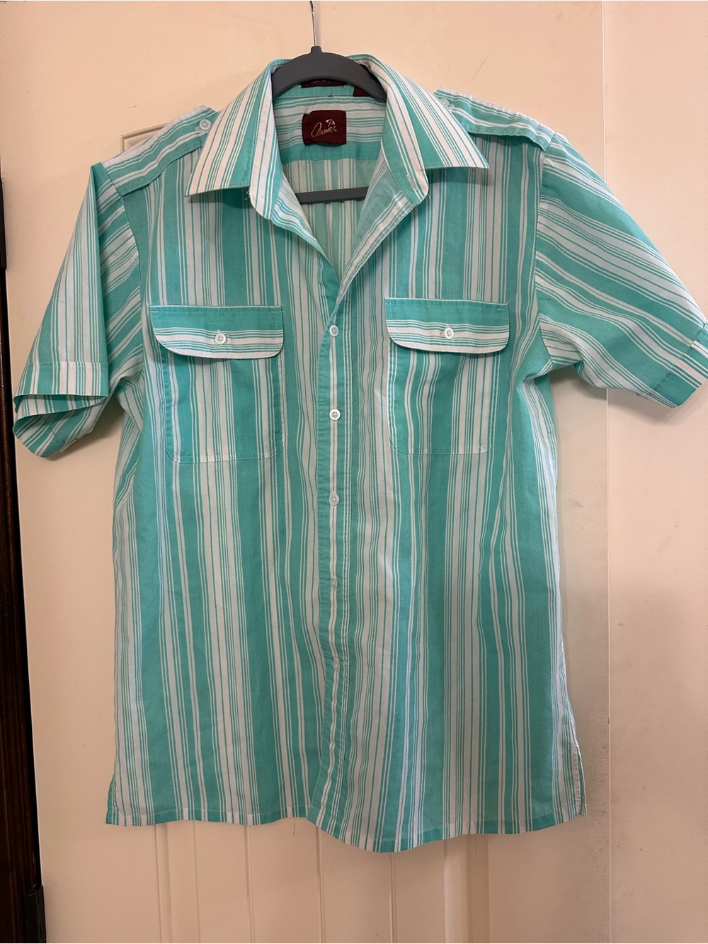 Vintage Arnie Arnold Palmer 100% Cotton Striped Camp Shirt M
